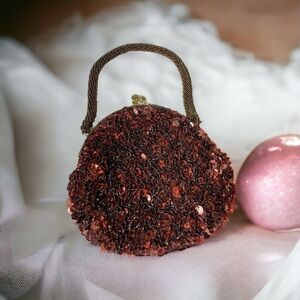 Vintage Cache Chocolate
Drop Sequin Purse with Beaded Handle